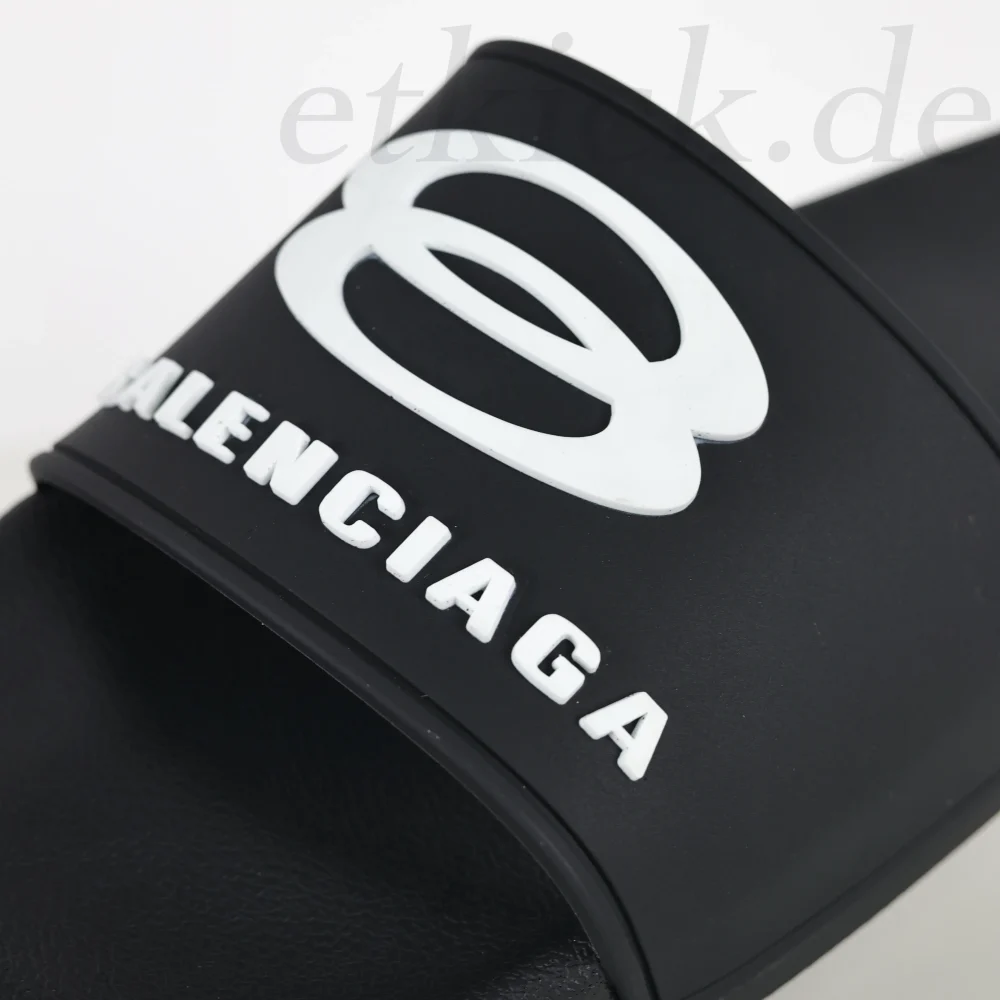 Balenciaga Herren Pool Slide Sandale in Schwarz und Weiß – Bild 10