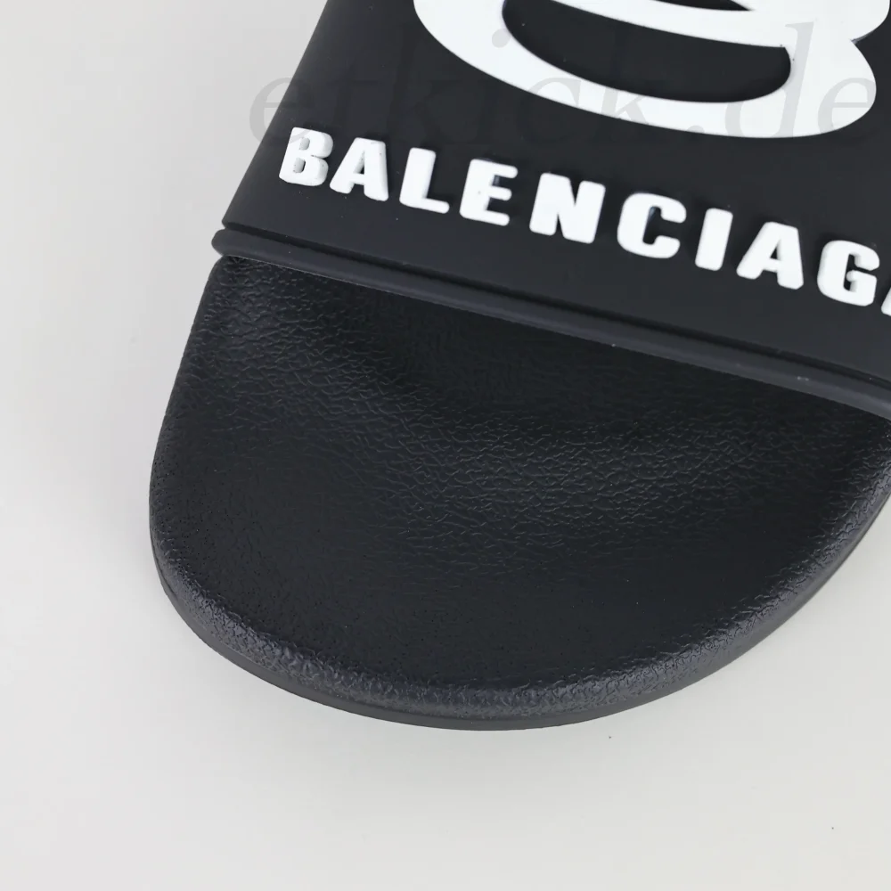 Balenciaga Herren Pool Slide Sandale in Schwarz und Weiß – Bild 9