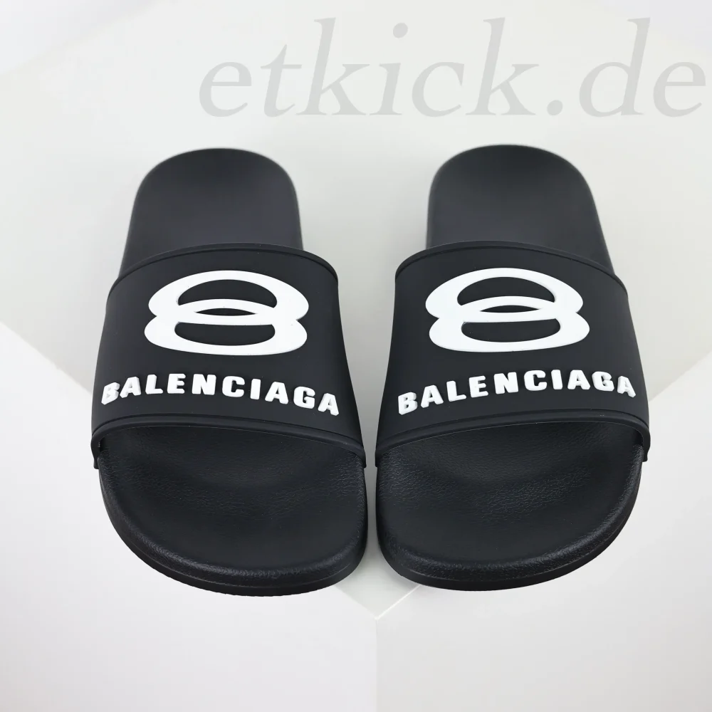 Balenciaga Herren Pool Slide Sandale in Schwarz und Weiß – Bild 5