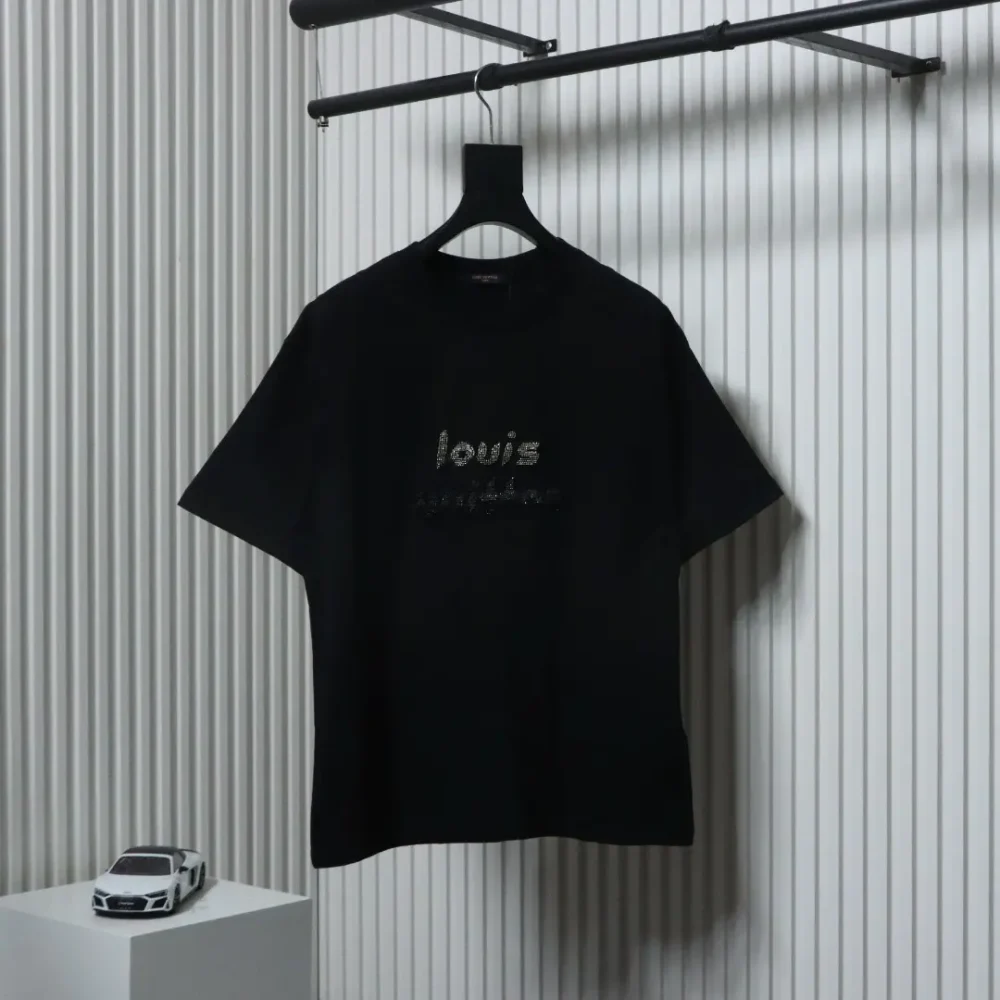 Buntes Perlen-Kurzarm-T-Shirt Heavy Industry Schwarz