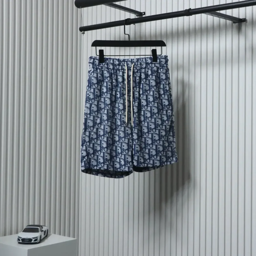 CD-Monogramm-Jacquard-Handtuchshorts (Schwarz, Blau und Hellgrün)