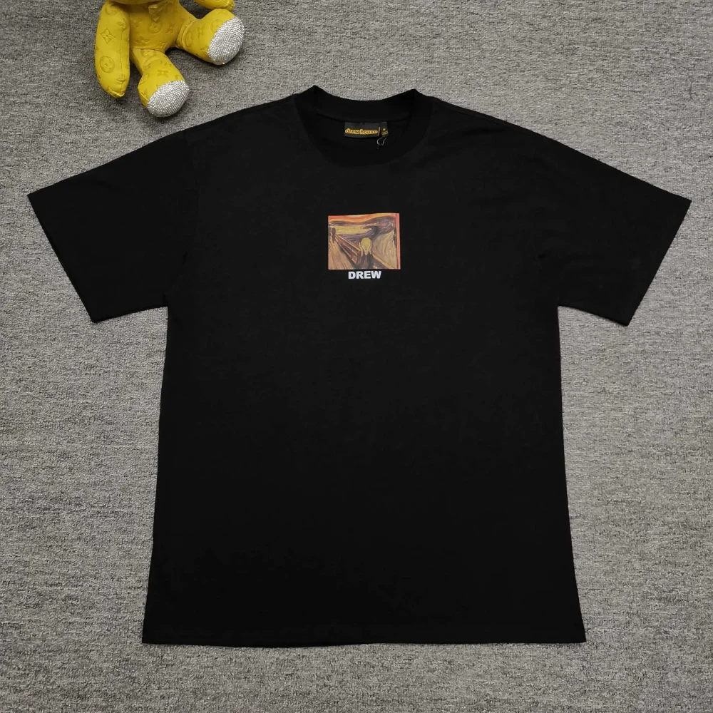 DREW HOUSE buntes handbemaltes T-Shirt mit kurzen Ärmeln und Ciolian-Print für Paare in Schwarz