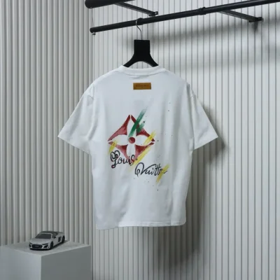 Kurzärmliges T-Shirt mit Colorblock-Schriftzug