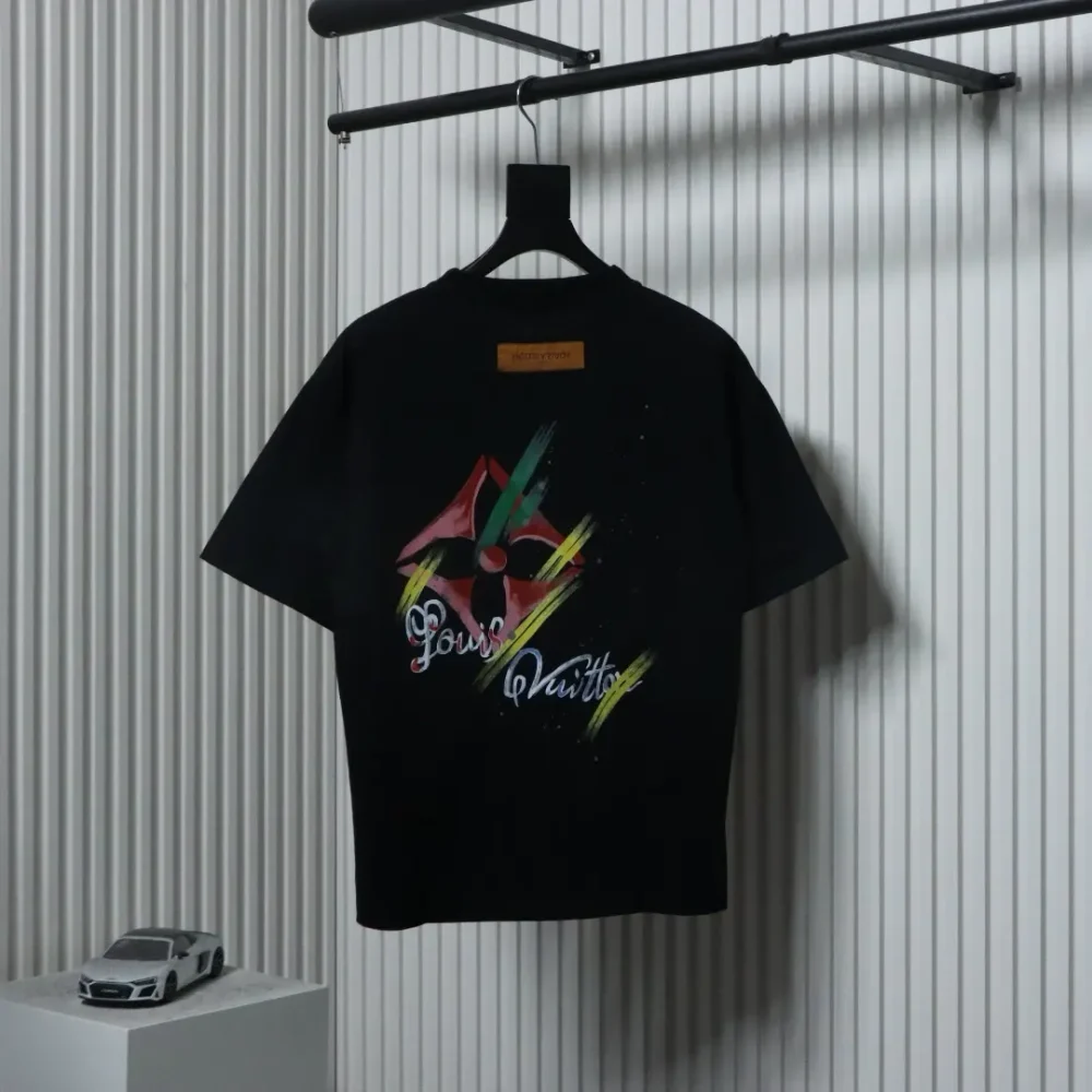 Kurzärmliges T-Shirt mit Colorblock-Schriftzug – Bild 13