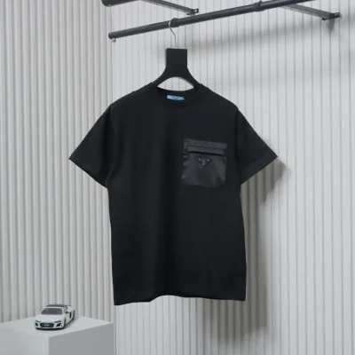 Nylon Pocket Kurzarm-T-Shirt Schwarz