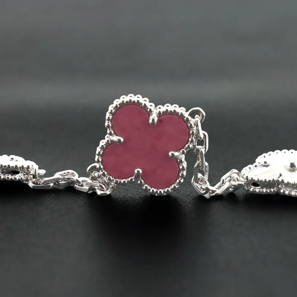 Rosa Keramik Laser Blumen Armband Silber – Bild 6
