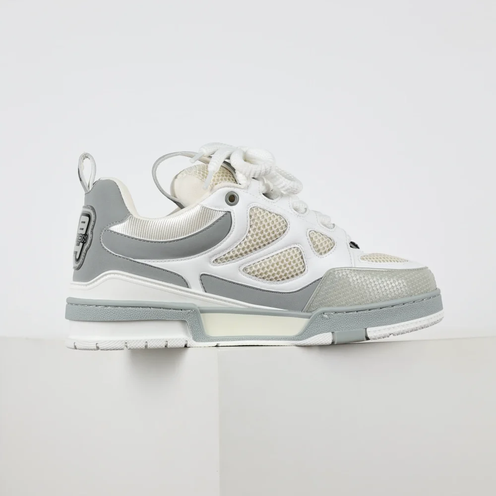 Skate Sneaker Monogramm Blumenmuster Grau & Weiß Reps – Bild 4