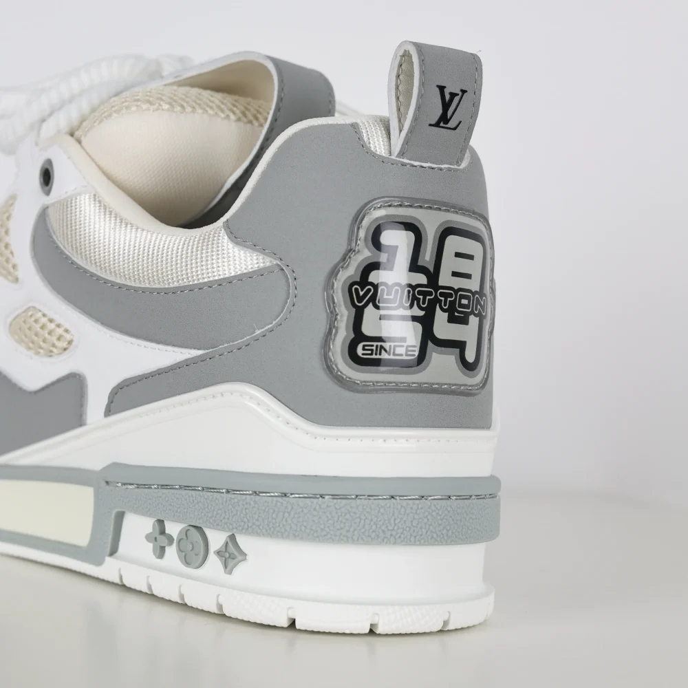 Skate Sneaker Monogramm Blumenmuster Grau & Weiß Reps – Bild 8