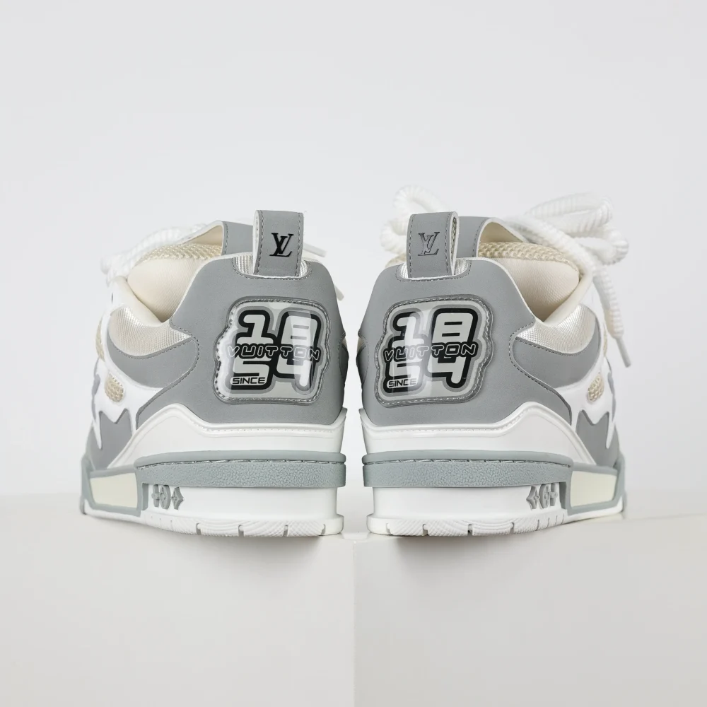 Skate Sneaker Monogramm Blumenmuster Grau & Weiß Reps – Bild 10
