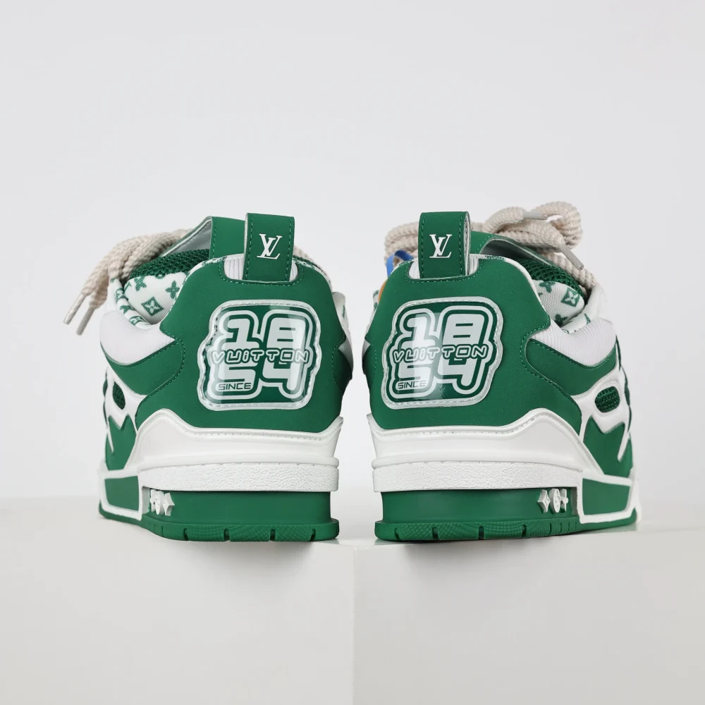 Skate Sneaker Monogramm Blumenmuster Grün und Weiß – Bild 3