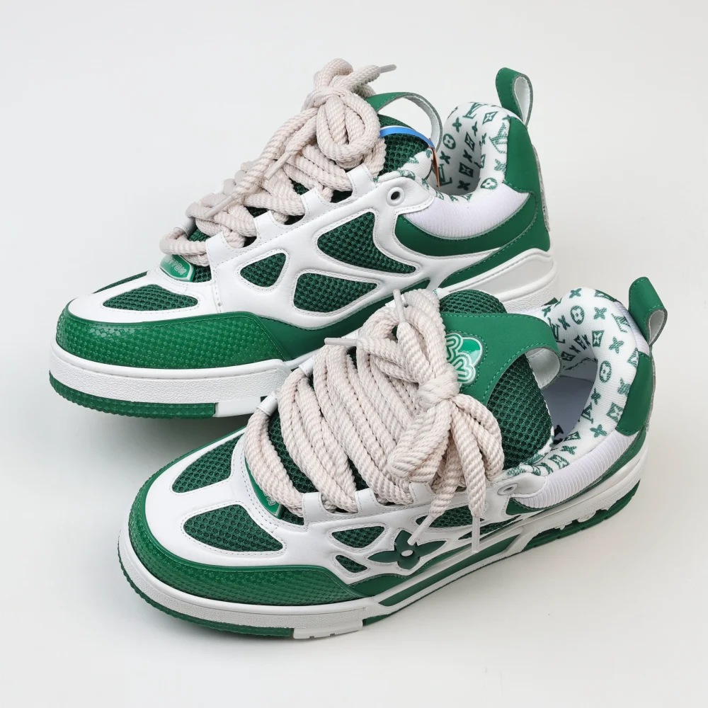 Skate Sneaker Monogramm Blumenmuster Grün und Weiß – Bild 5