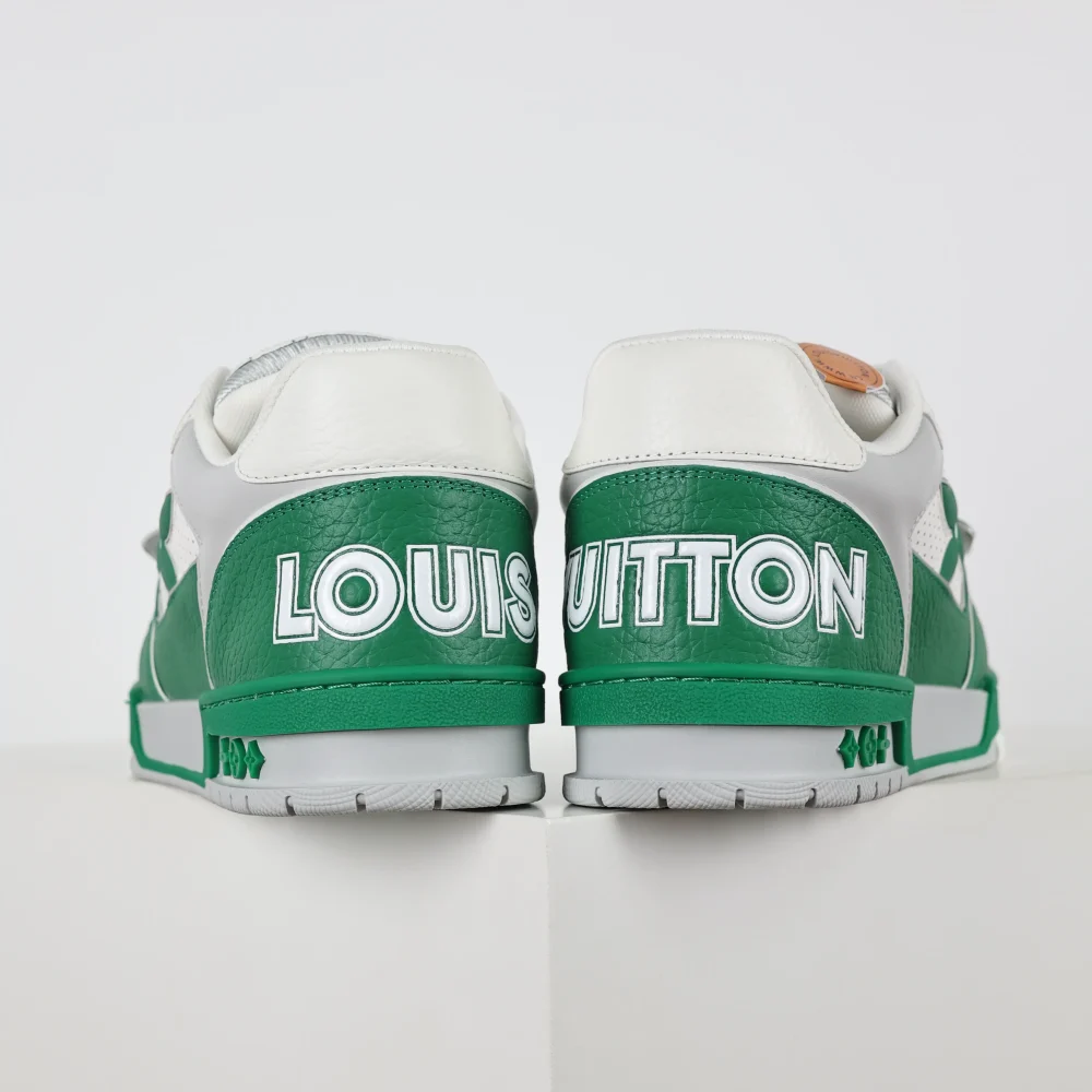 Trainer Modische Low-Top-Sneaker mit runder Spitze und Schnürung Monogramm Denim Grün und Weiß – Bild 7