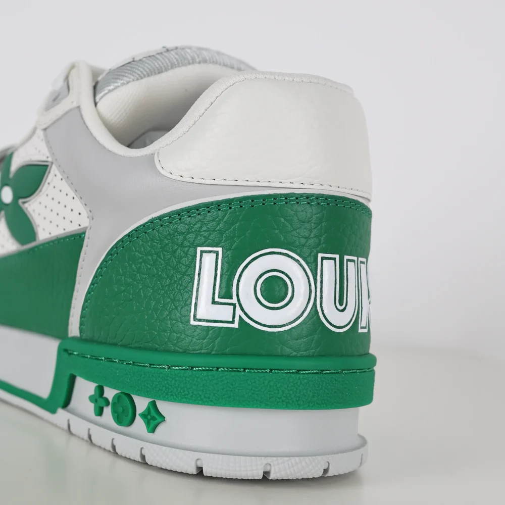 Trainer Modische Low-Top-Sneaker mit runder Spitze und Schnürung Monogramm Denim Grün und Weiß – Bild 11