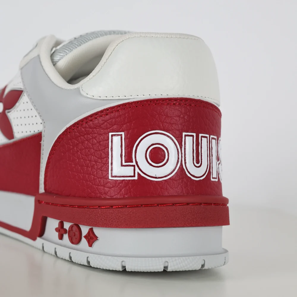 Trainer Modische Low-Top-Sneaker mit runder Spitze und Schnürung Monogramm Denim Rot und Weiß – Bild 10