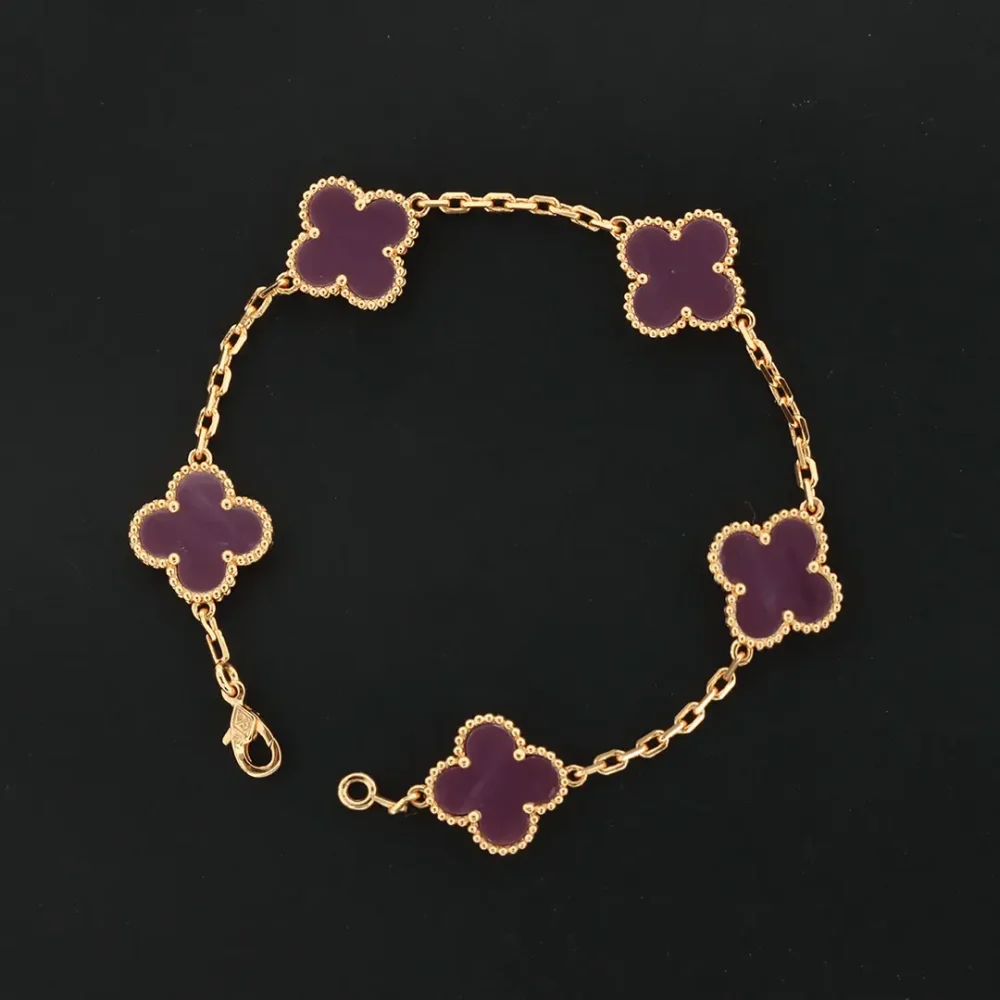 Violettes Blumenarmband in Roségold – Bild 5