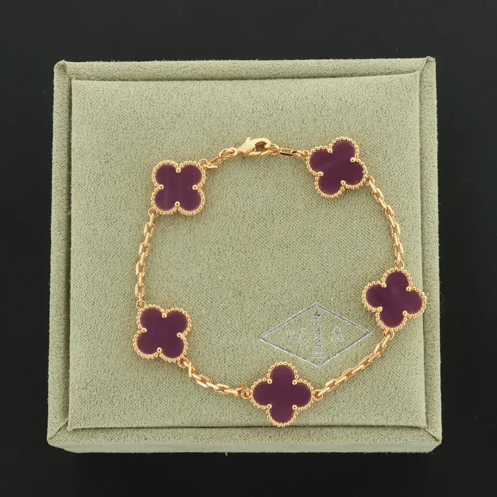 Violettes Blumenarmband in Roségold – Bild 3