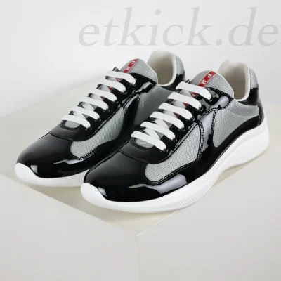 America's Cup Sneakers aus Lackleder-Mix in Schwarz