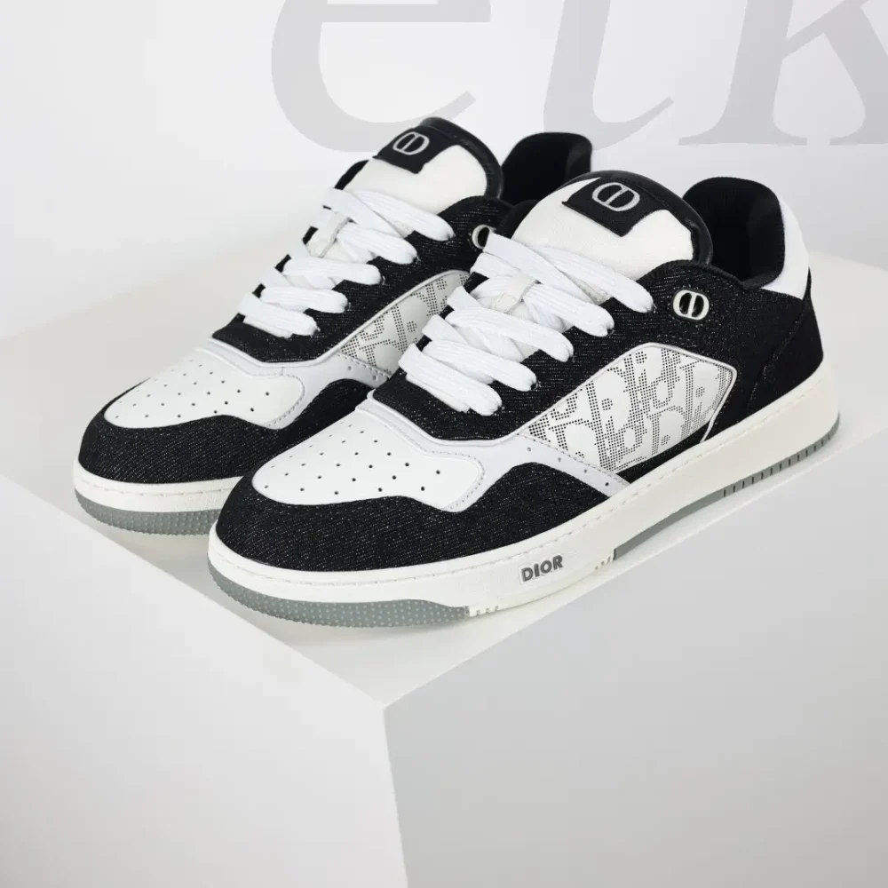 B27 Low Weiß Schwarz Denim Herren Low-Top-Sneaker