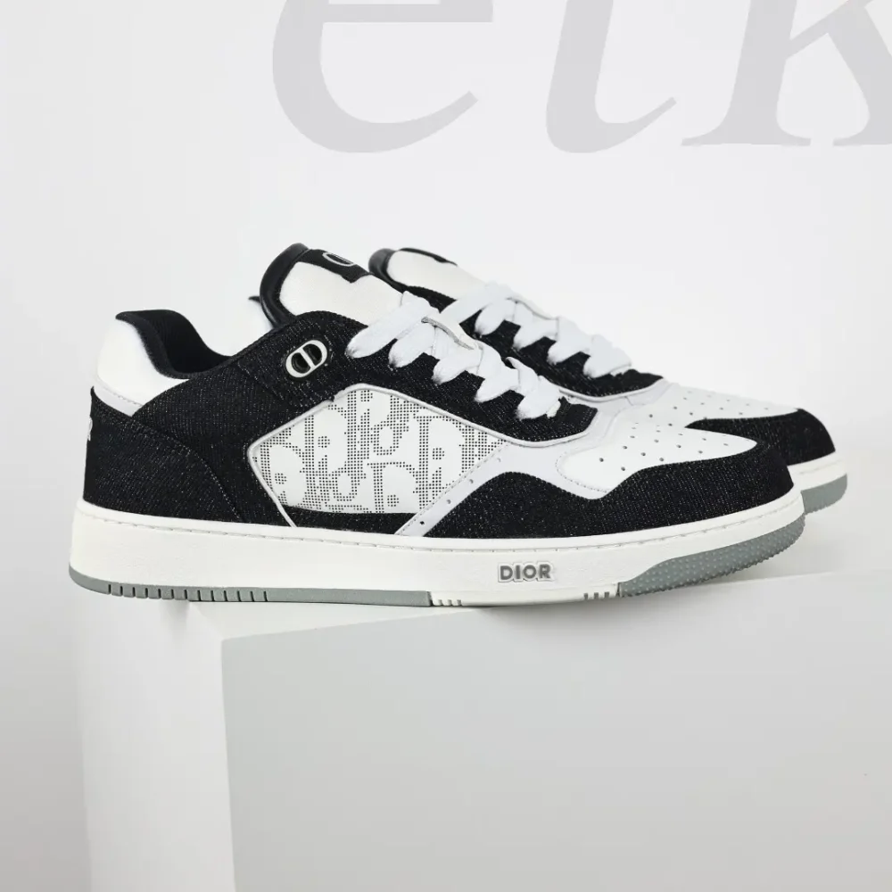 B27 Low Weiß Schwarz Denim Herren Low-Top-Sneaker – Bild 2