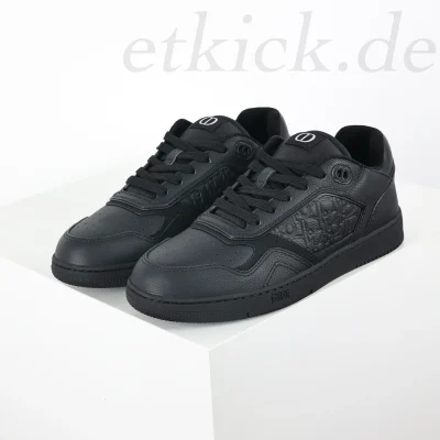 B27 Uptown Low-Top Sneaker Schwarzes genarbtes Kalbsleder und Schwarz