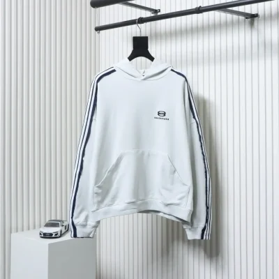 Balenciaga 25FW Patchwork-Kapuzensweatshirt mit Webmuster