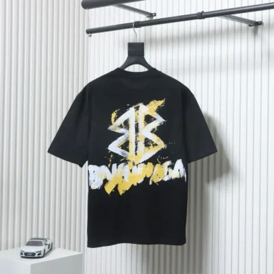 Balenciaga Kurzarmhemd mit handbemaltem Doppel-B-Print
