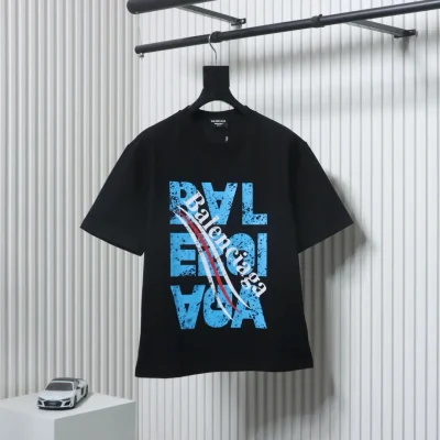 Balenciaga Meliertes Kurzarmhemd mit Distressed-Buchstabenlogo