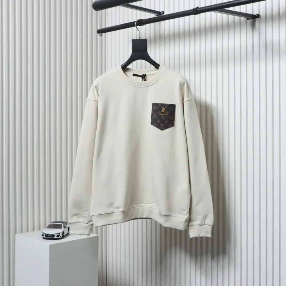 Baumwoll-Pärchen-Sweatshirt mit antikem Lederpatch