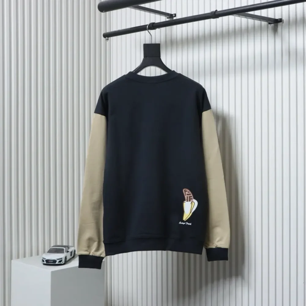 Baumwoll-Sweatshirt mit umgedrehtem Dreieck-Print und lustigem Spleißen für Paare – Bild 2
