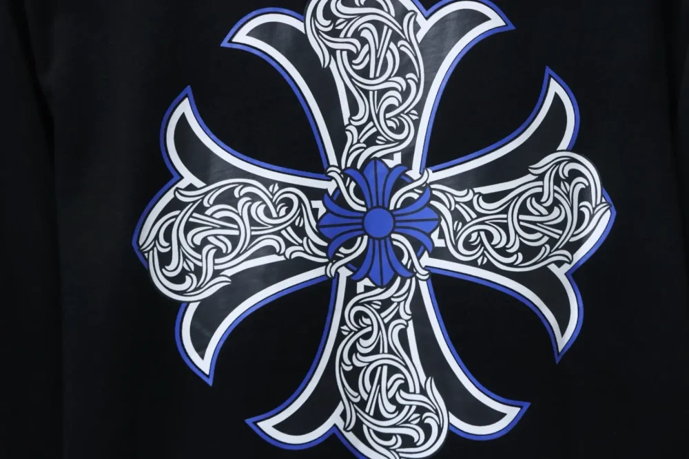 Blaues Hufeisenkreuz mit Rundhalsausschnitt und langen Ärmeln – Bild 8