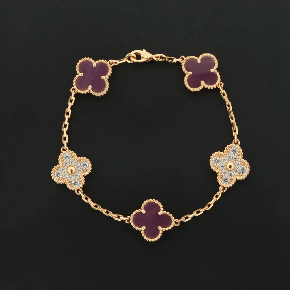 Diamant-Fünf-Blumen-Armband – Bild 6