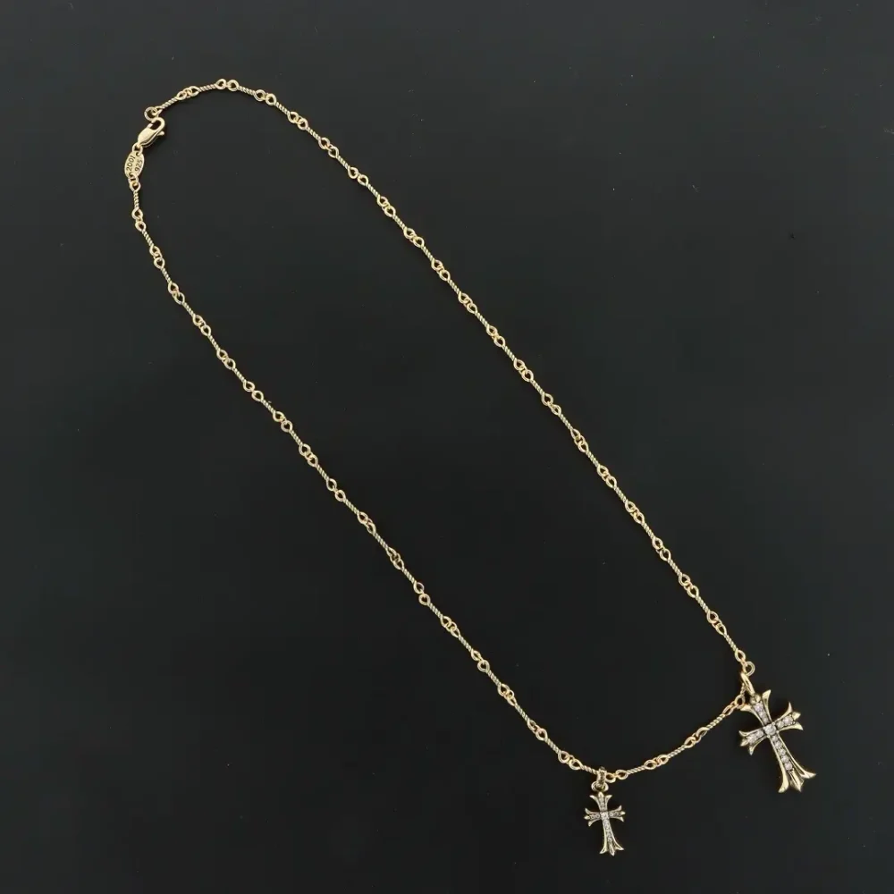 Doppelkreuz-Bambuskette mit grünem Diamanten und Gold – Bild 4