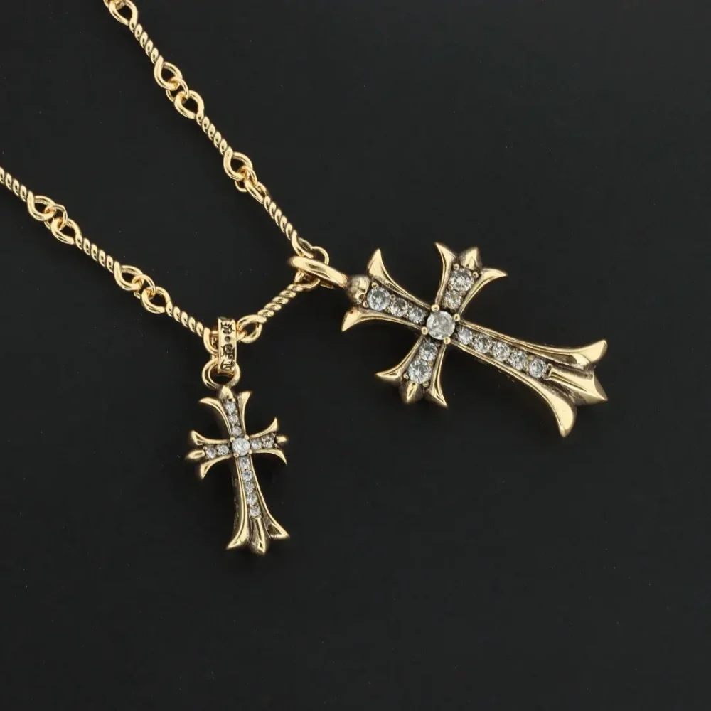 Doppelkreuz-Bambuskette mit grünem Diamanten und Gold – Bild 5