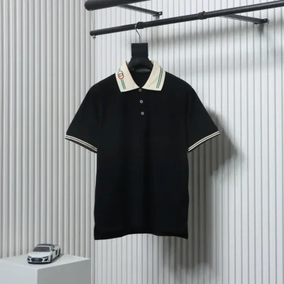 Klassischer Ausschnitt, Doppel-G-Stickerei, Poloshirt mit kurzen Ärmeln