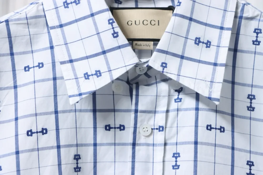 Kurzärmeliges Jacquard-Hemd mit Horsebit – Bild 3