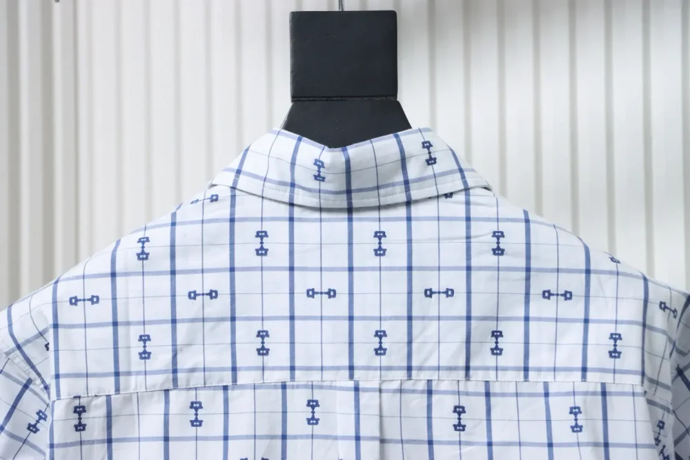 Kurzärmeliges Jacquard-Hemd mit Horsebit – Bild 4