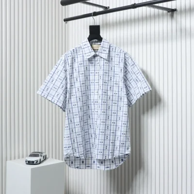 Kurzärmeliges Jacquard-Hemd mit Horsebit