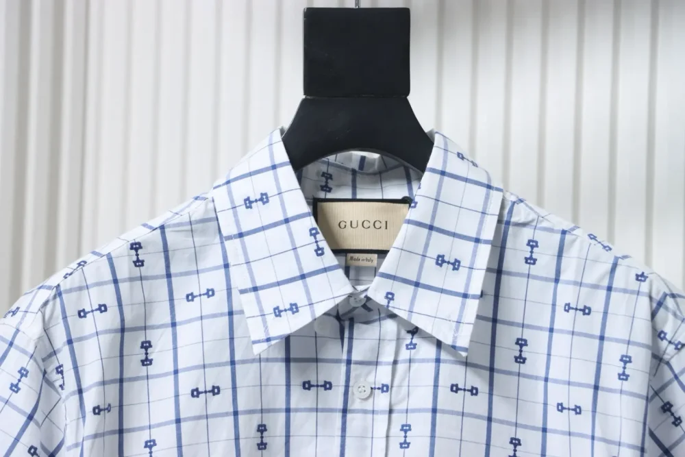Kurzärmeliges Jacquard-Hemd mit Horsebit – Bild 8