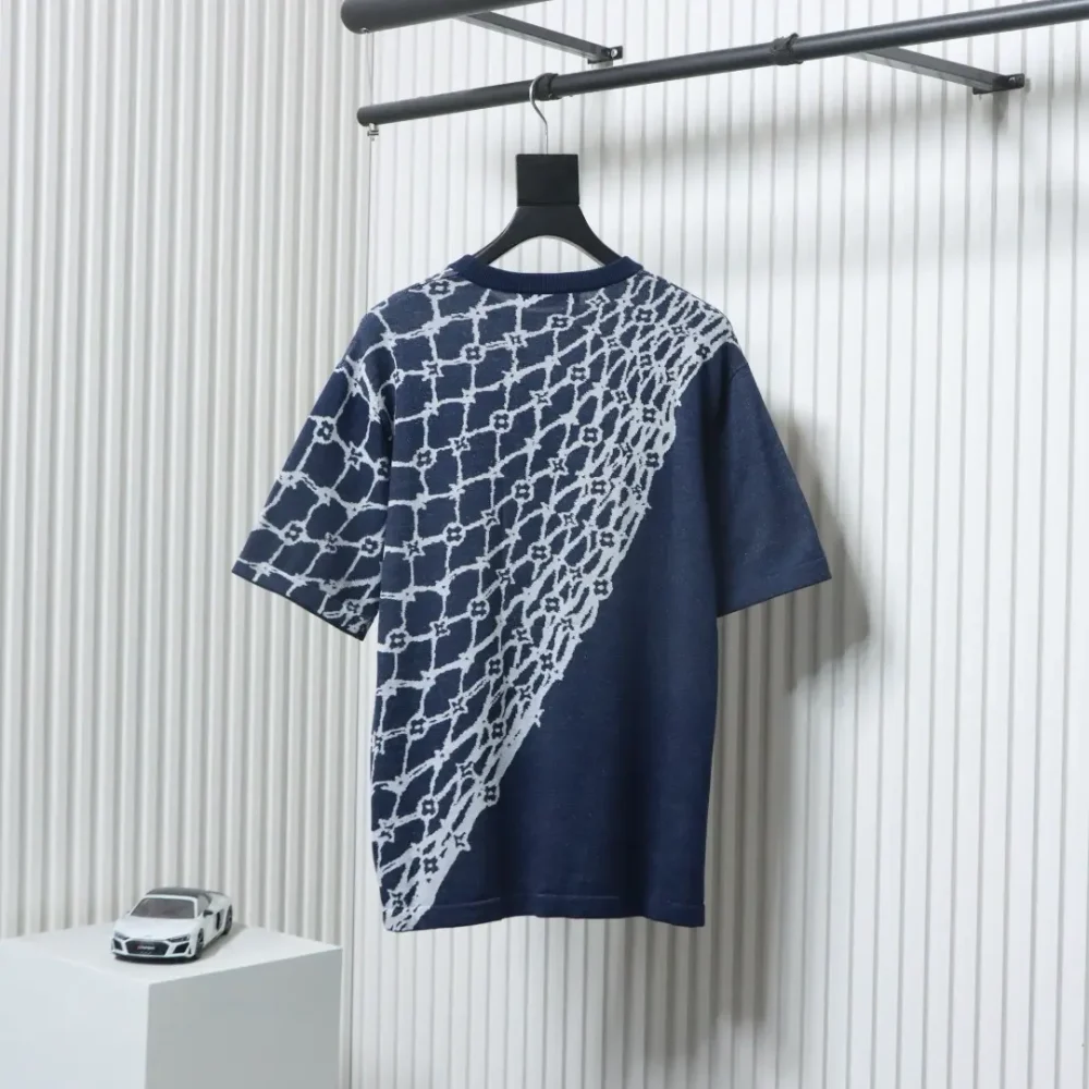 Kurze Ärmel aus Fischnetz-Jacquard-Strick – Bild 2