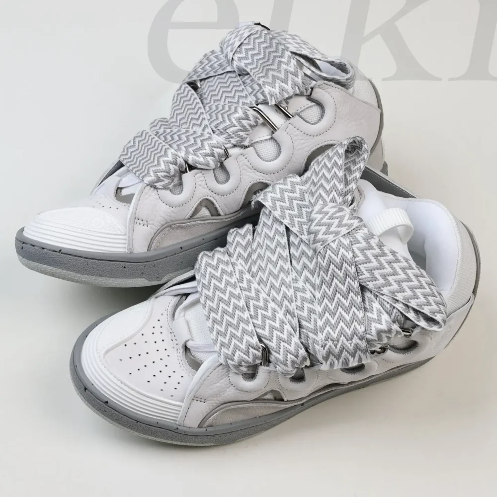 Lanvin Curb Low-Top-Sneakers zum Schnüren Grau – Bild 4