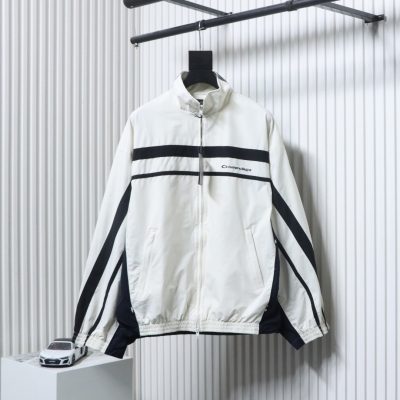 Balenciaga BLCG Sportanzugjacke in Destroyed-Optik in Weiß und Grau mit Doppelnaht