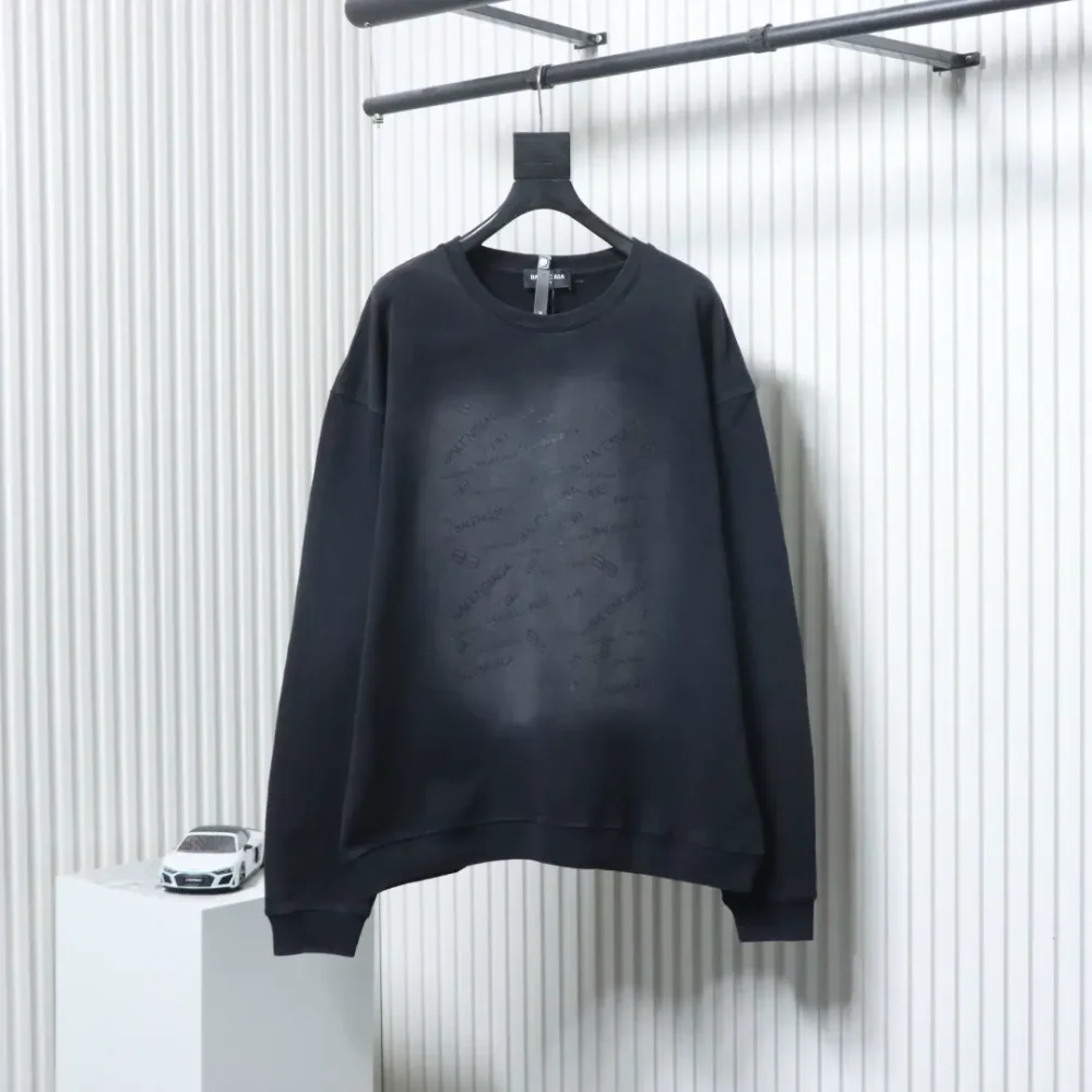 Balenciaga Sweatshirt mit Rundhalsausschnitt und verwaschenem Bullet-Siebdruck