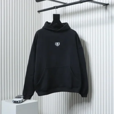 Balenciaga Verwaschenes Kapuzensweatshirt mit Doppel-B-Stickerei
