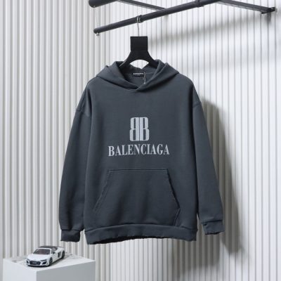 Balenciaga Zerrissenes Kapuzensweatshirt mit Doppel-B-Logo-Print