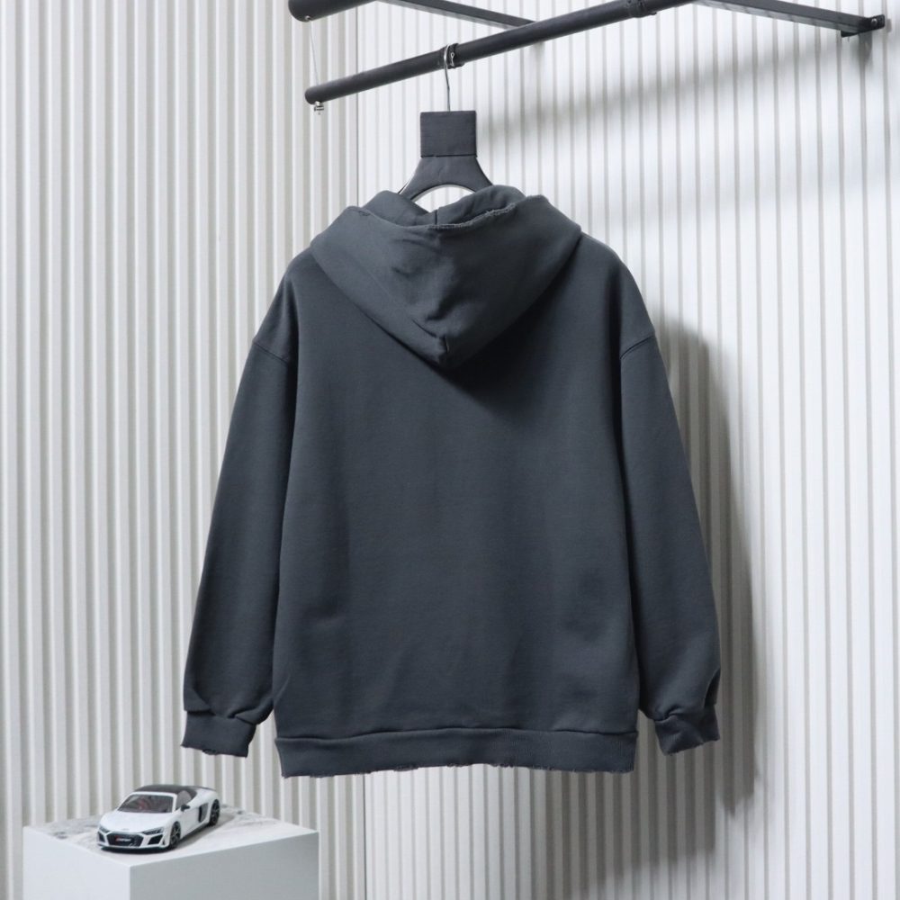 Balenciaga Zerrissenes Kapuzensweatshirt mit Doppel-B-Logo-Print – Bild 2