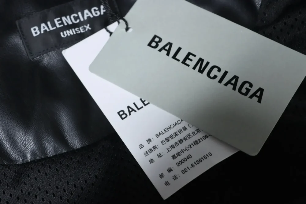 Balenciaga bestickte Lederjacke mit Stehkragen – Bild 9