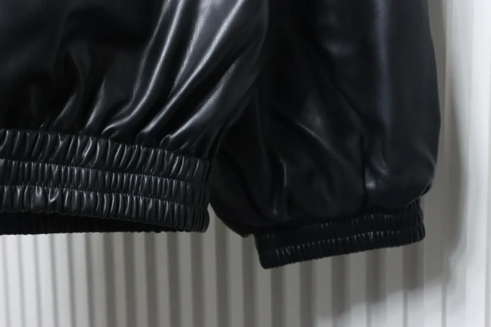 Balenciaga bestickte Lederjacke mit Stehkragen – Bild 6