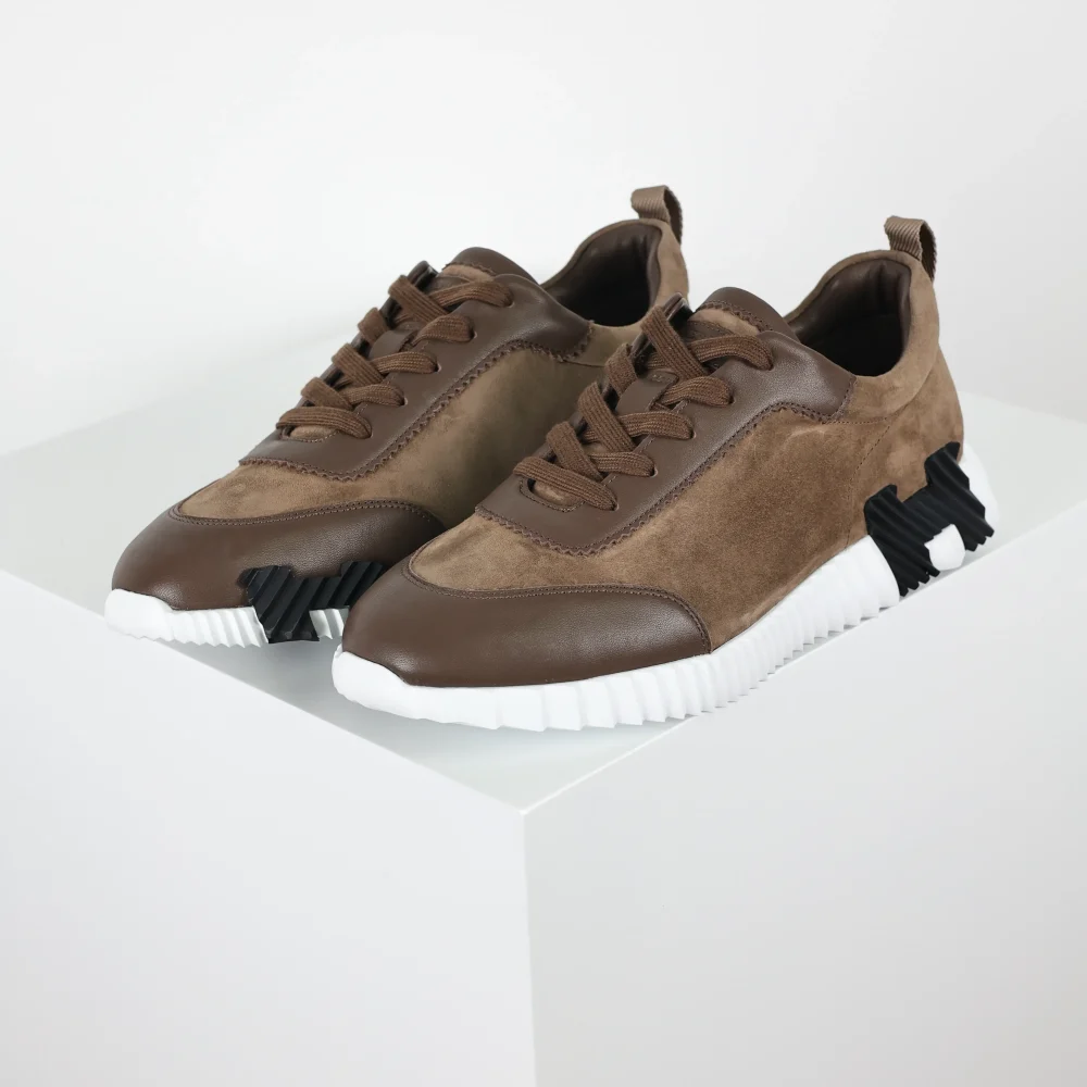 Bounce Old Money Style Leder Low-Top Freizeitschuhe Braun