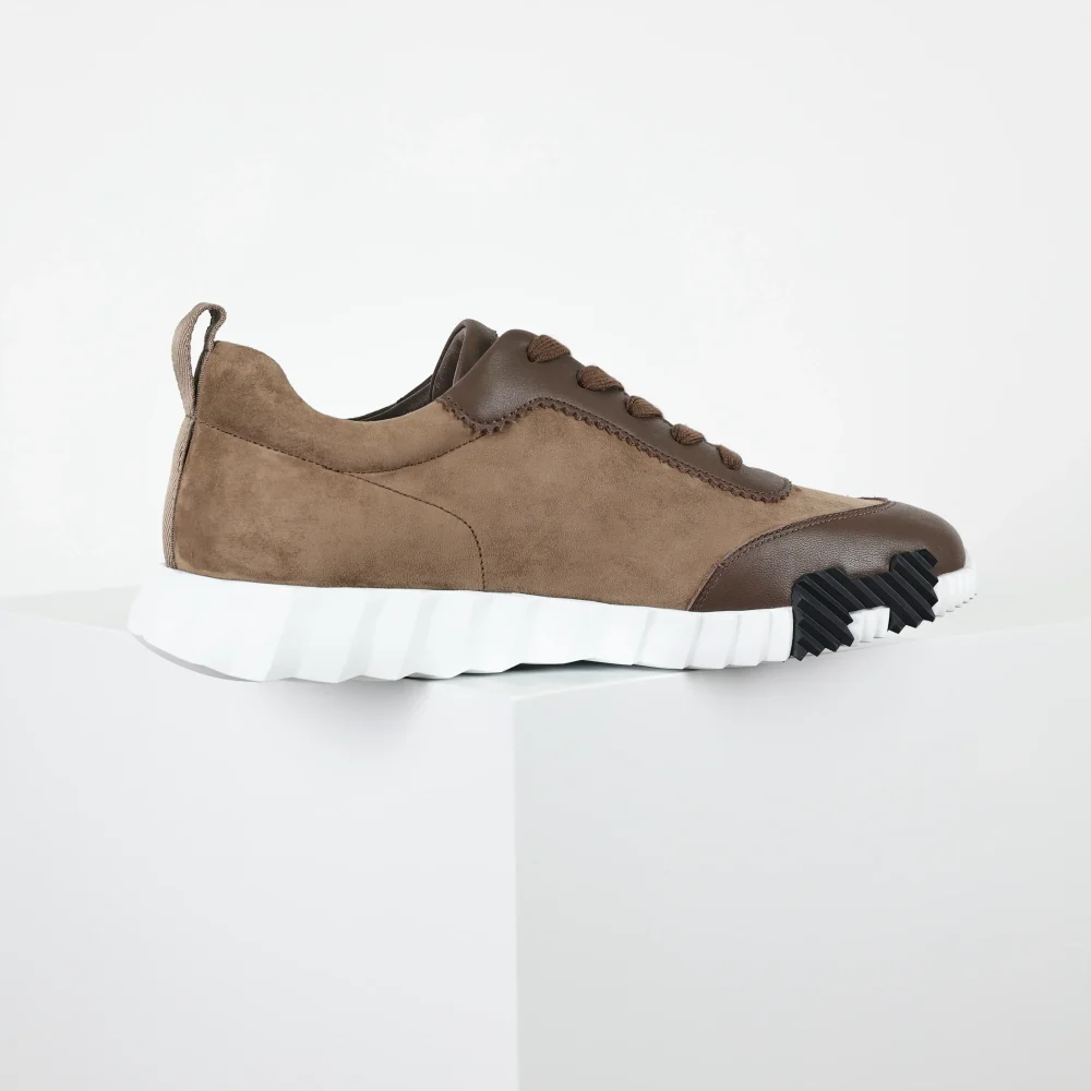 Bounce Old Money Style Leder Low-Top Freizeitschuhe Braun – Bild 5