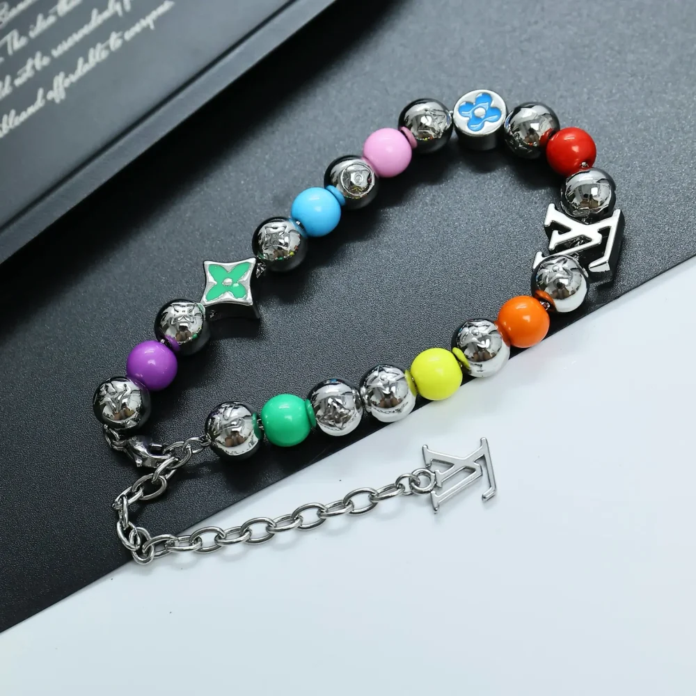 Buntes Perlenarmband mit Karabinerverschluss – Bild 2